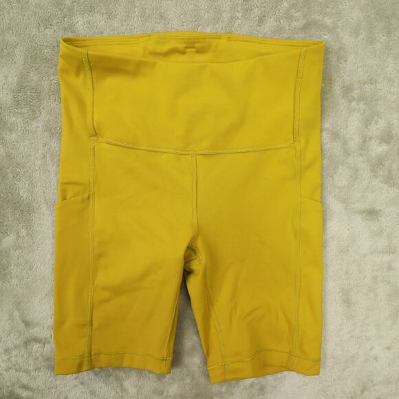 Athleta Ultimate Stash Pocket 7" Shorts Yellow Mustard High Rise Bike‎ size XS - Picture 1 of 11